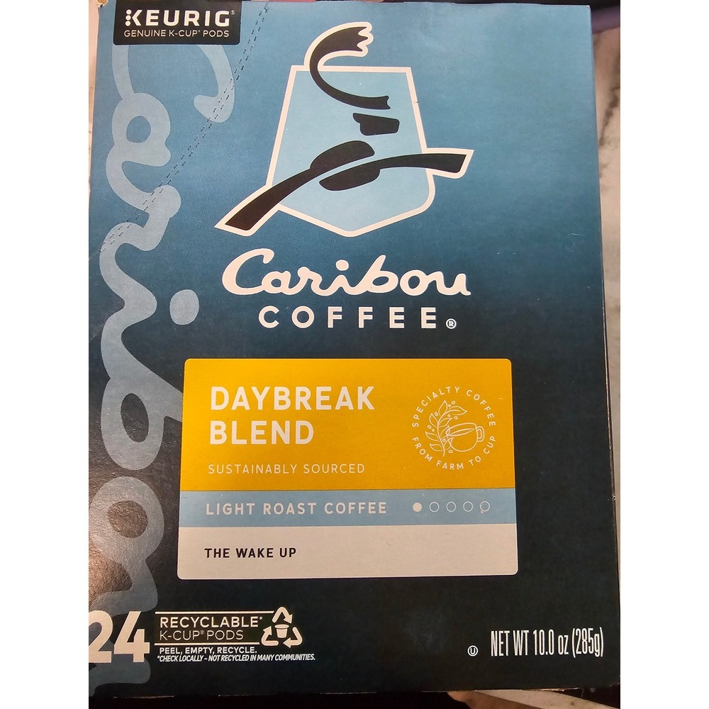 Caribou Coffee K-Cup Pods 48 Ct Blue Daybreak Blend‎ Light Roast